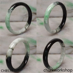 Large light mix dark green jade bangle