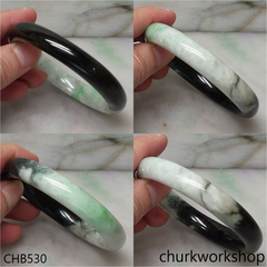 Large light mix dark green jade bangle