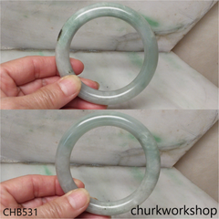 Large bluish green jade bangle