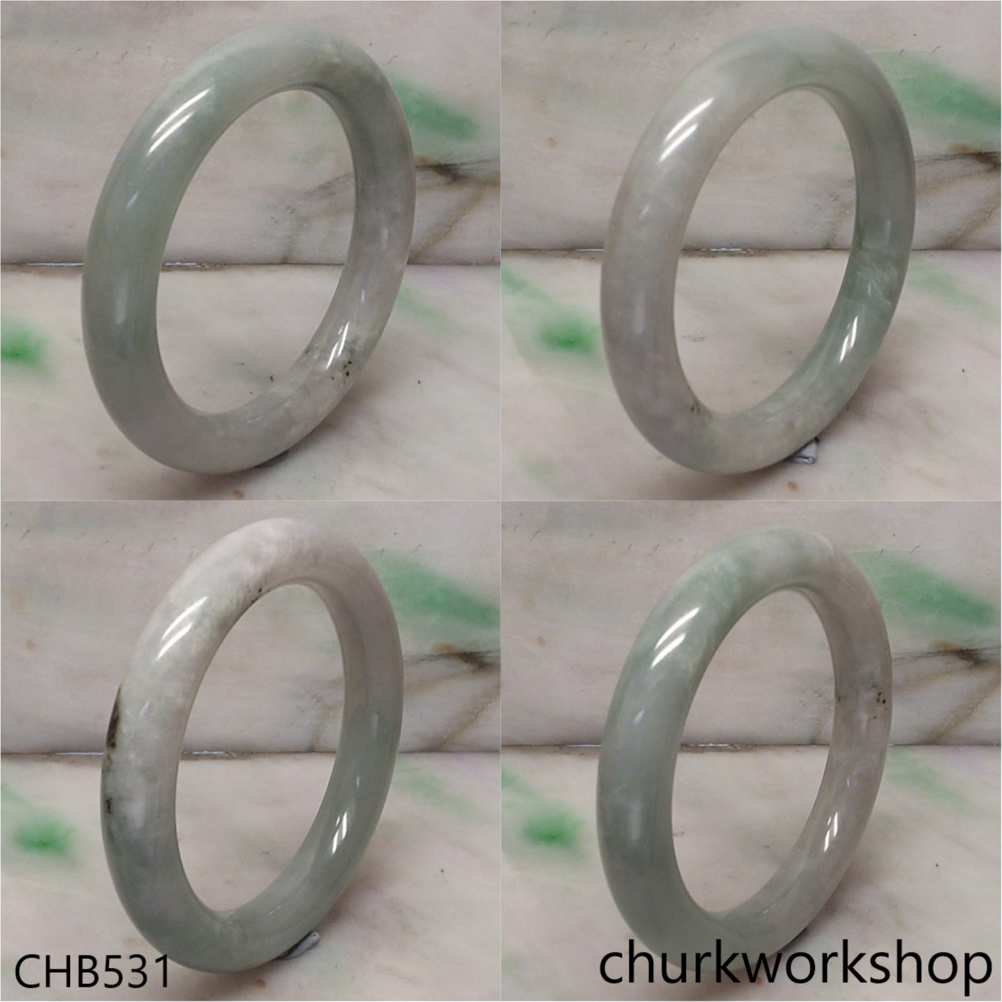 Large bluish green jade bangle