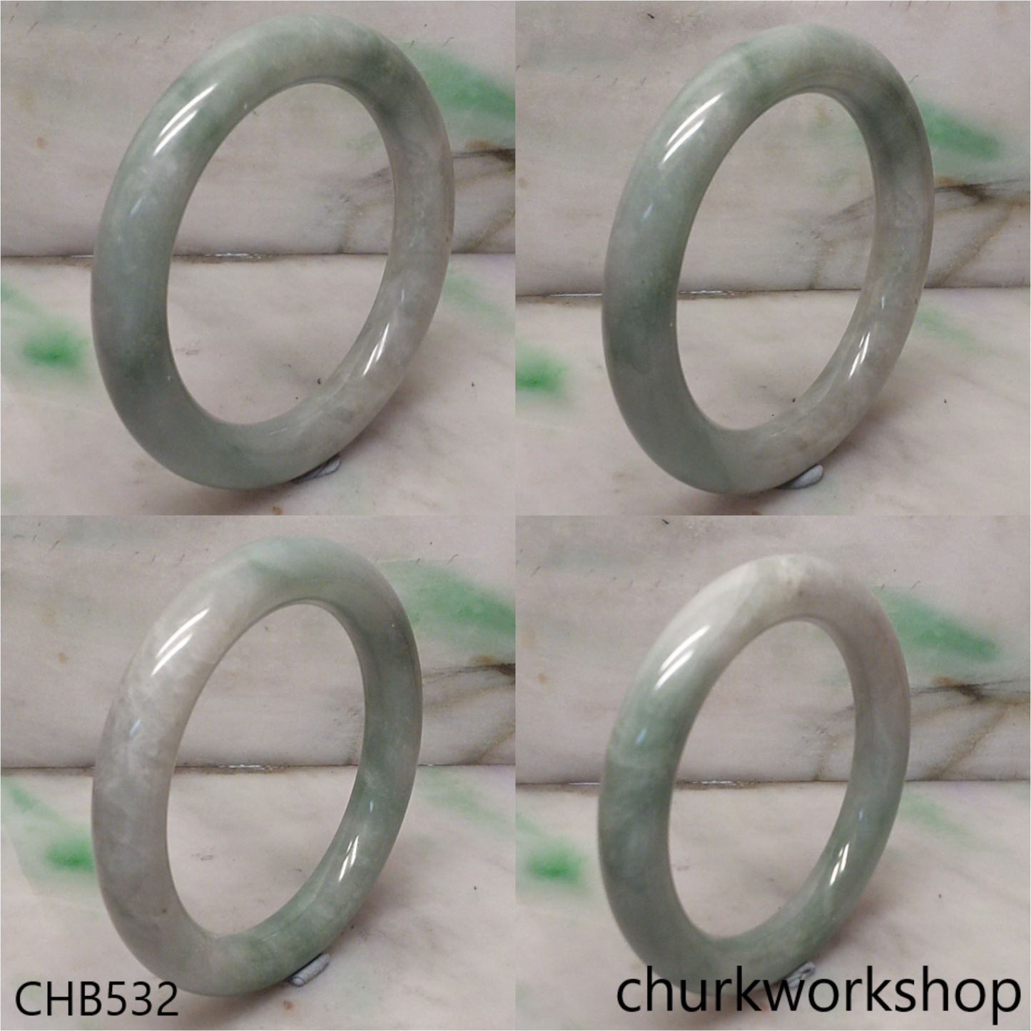 Large bluish green jade bangle