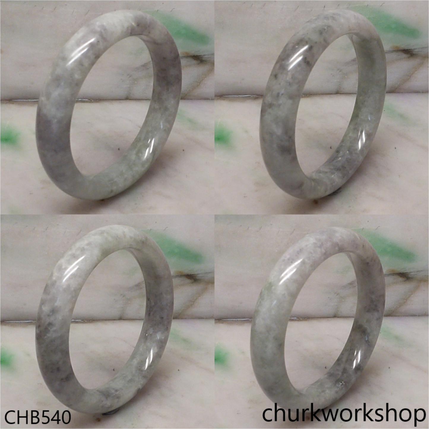 Grayish lavender mx green jade bangle