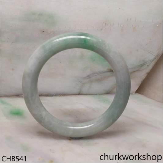 Large light green with splotches green jade bangle