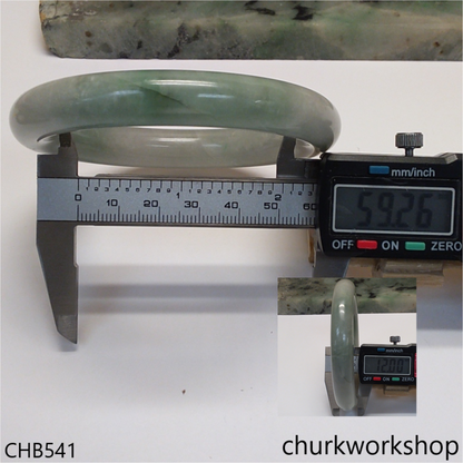 Large light green with splotches green jade bangle