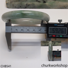 Large light green with splotches green jade bangle