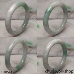 Large light green with splotches green jade bangle