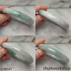 Large light green with splotches green jade bangle