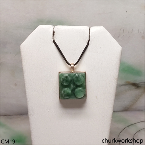 Custom cut Jade pendant with 18K gold bail