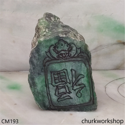 Custom cut green jade pendant