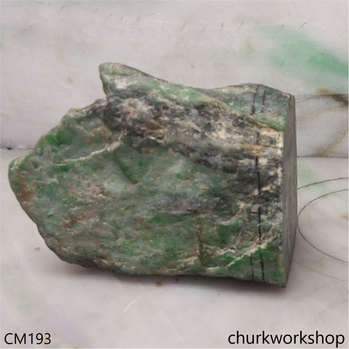 Custom cut green jade pendant