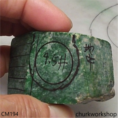 Custom cut green jade signet ring
