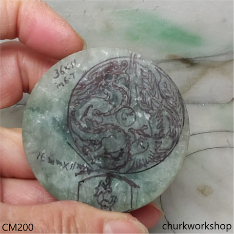Custom bluish green jade pendant 2 piece