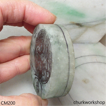 Custom bluish green jade pendant 2 piece