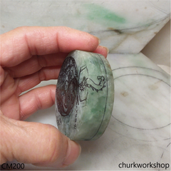 Custom bluish green jade pendant 2 piece