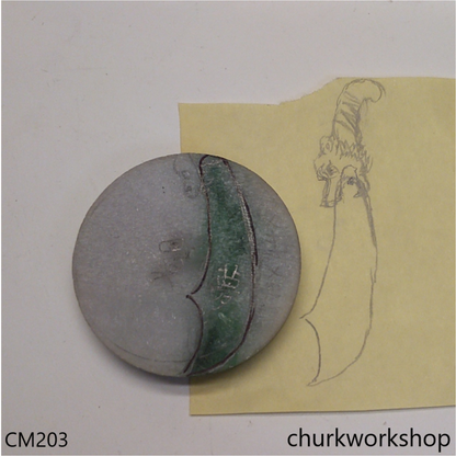 Custom green jade sword with tiger handle pendant