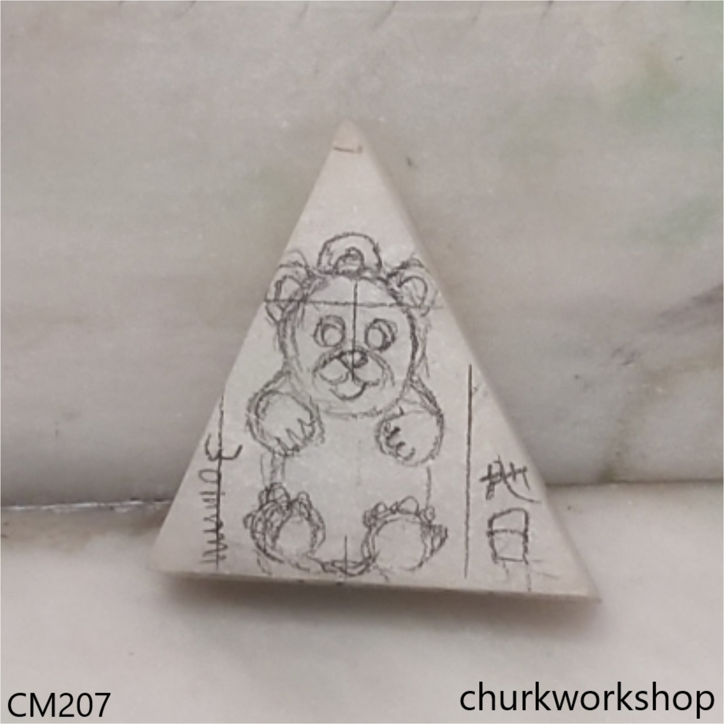 Custom cut white jade gummy bear pendant