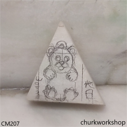 Custom cut white jade gummy bear pendant