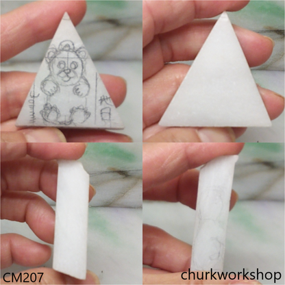Custom cut white jade gummy bear pendant
