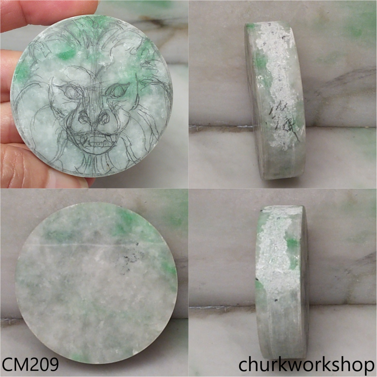 Custom cut lion head jade pendant