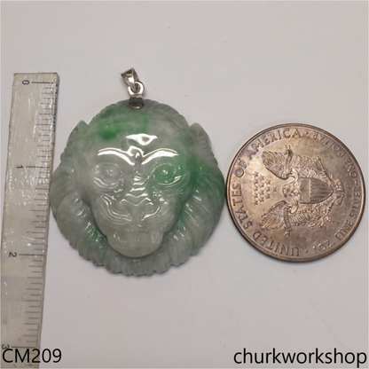 Custom cut lion head jade pendant
