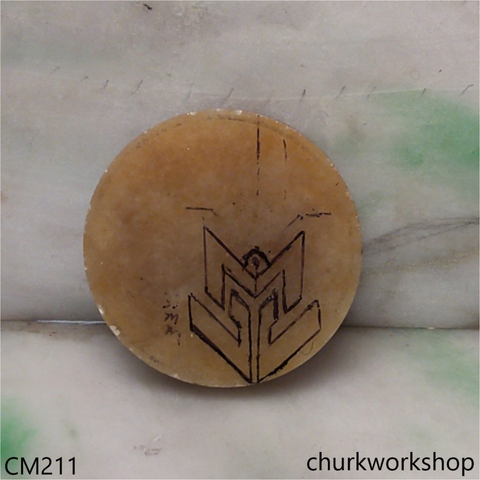 Custom cut logo brownish jade  pendant