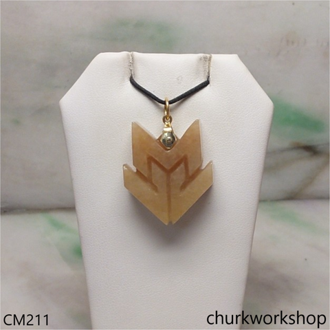 Custom cut logo brownish jade  pendant