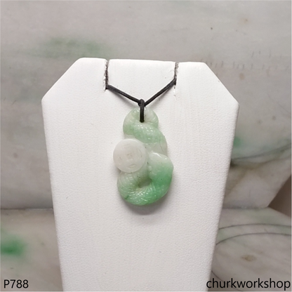 Custom cut snake jade pendant