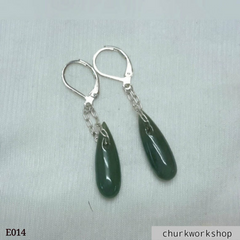 Bluish green rain drop jade earrings