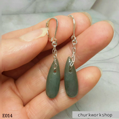 Bluish green rain drop jade earrings