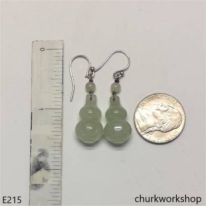 Pale green jade gourd earrings