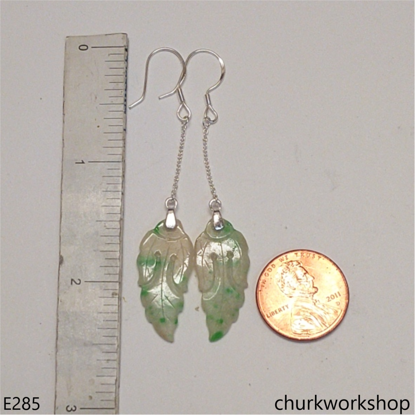 Jade leaf earrings
