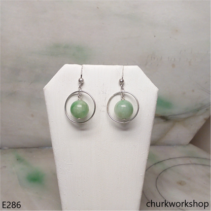 Light green jade bead earrings