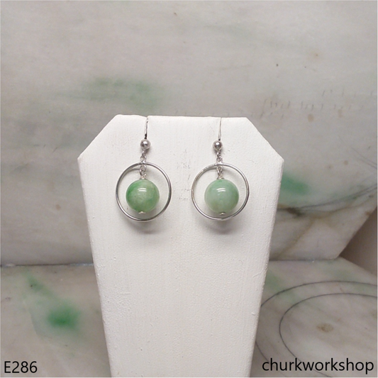 Light green jade bead earrings