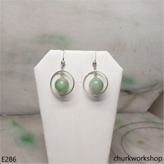 Light green jade bead earrings