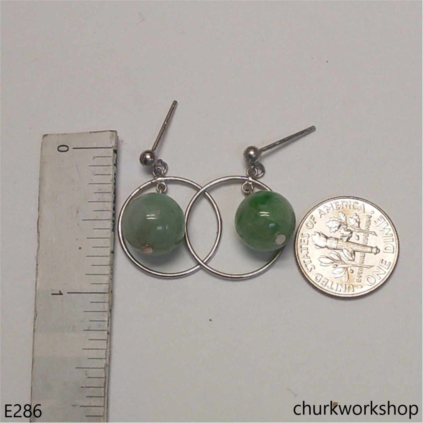 Light green jade bead earrings