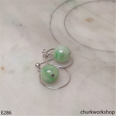 Light green jade bead earrings