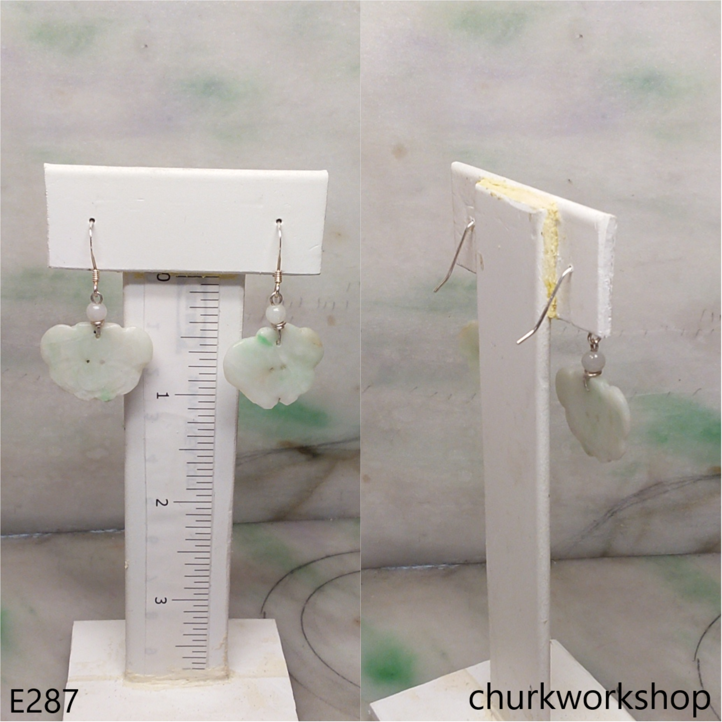 Light green jade butterfly earrings