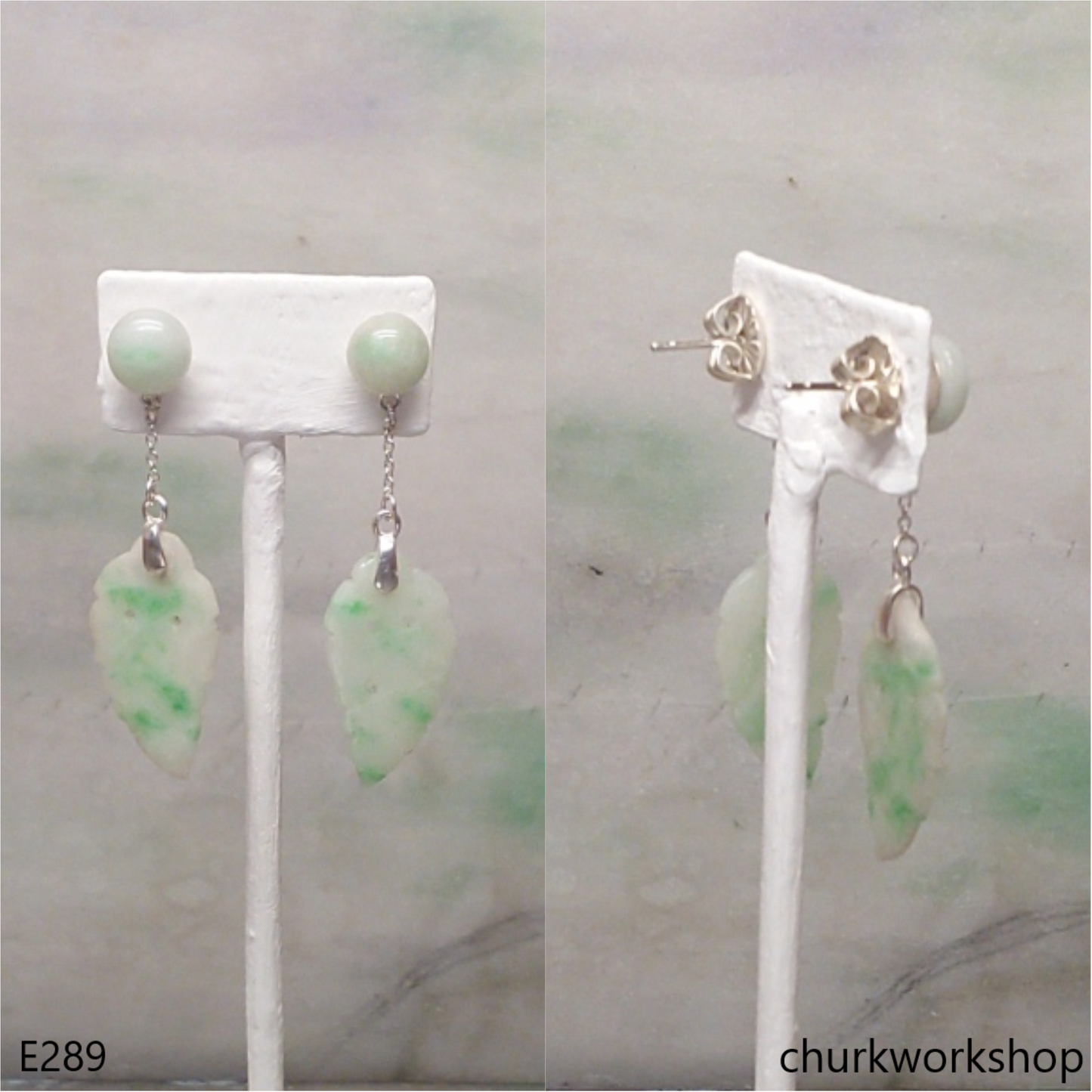Jade leaf earrings