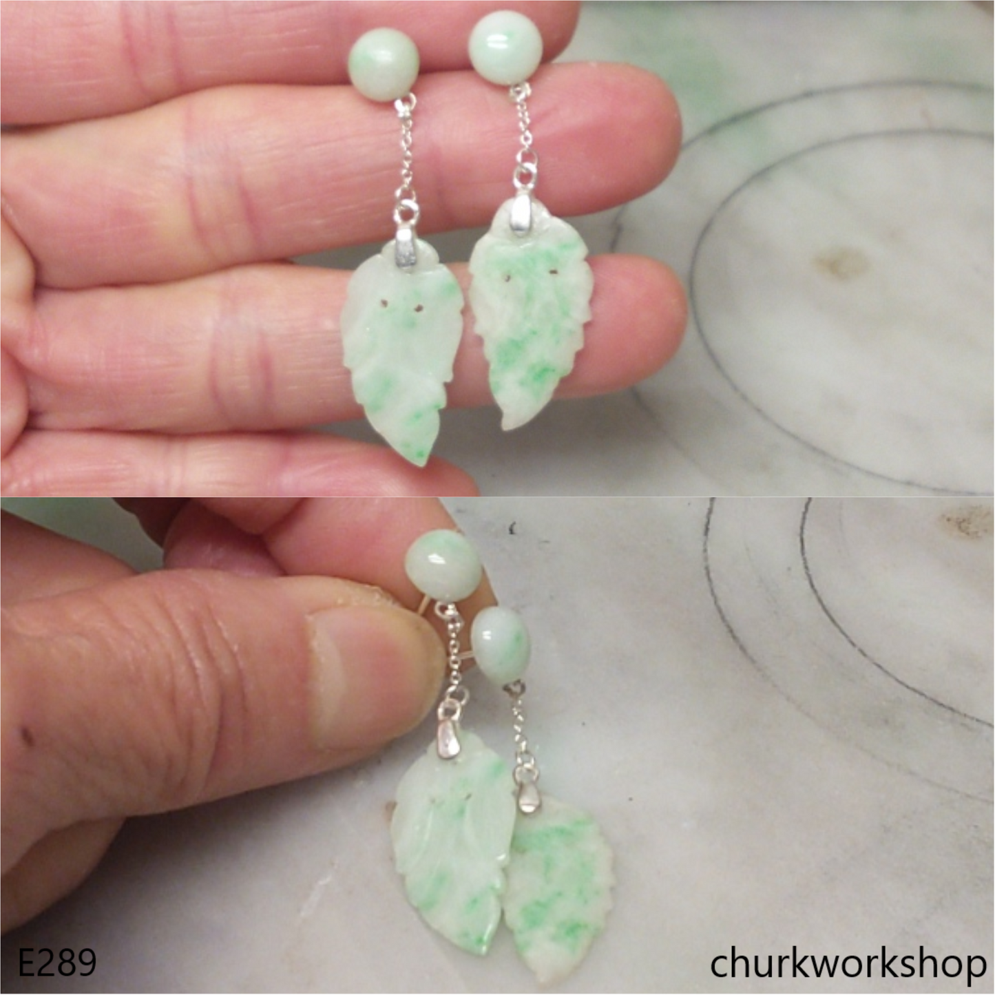 Jade leaf earrings