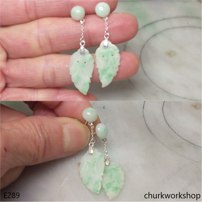 Jade leaf earrings