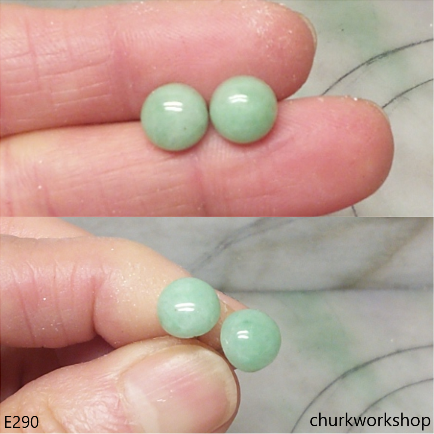 Half round jade ear studs