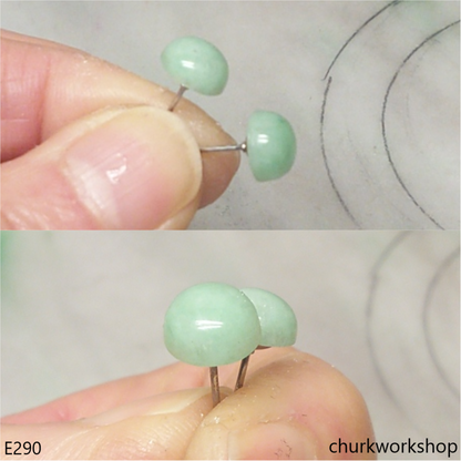 Half round jade ear studs