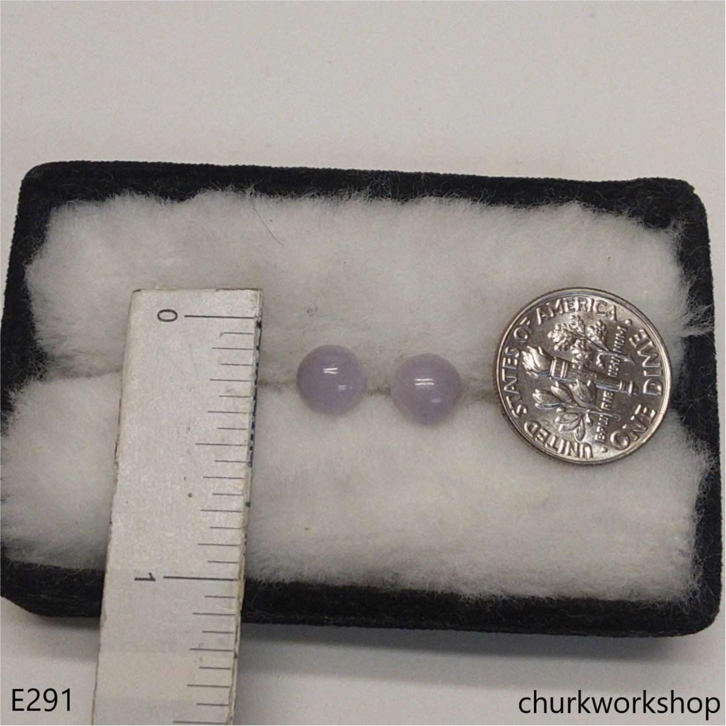 Lavender jade half bead silver ear studs