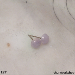 Lavender jade half bead silver ear studs