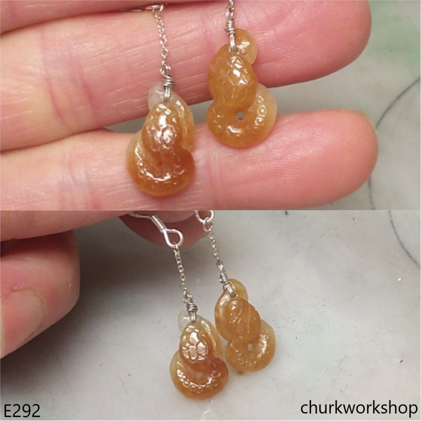 Red jade snake earrings