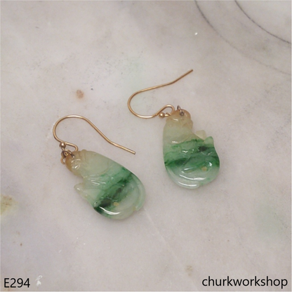 Multicolor jade fish earrings