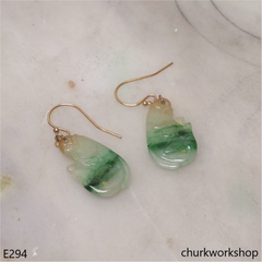 Multicolor jade fish earrings