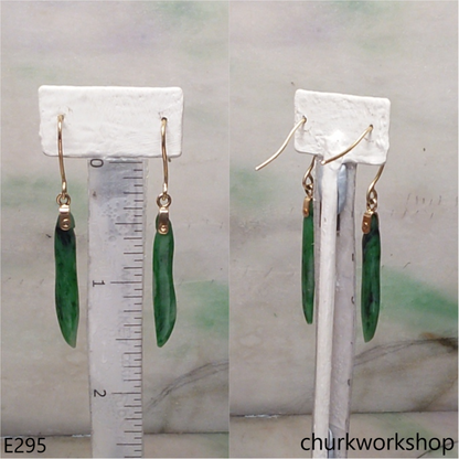 14K green jade earrings