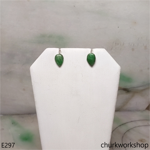 Dark green jade ear studs