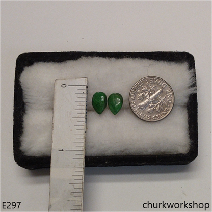 Dark green jade ear studs